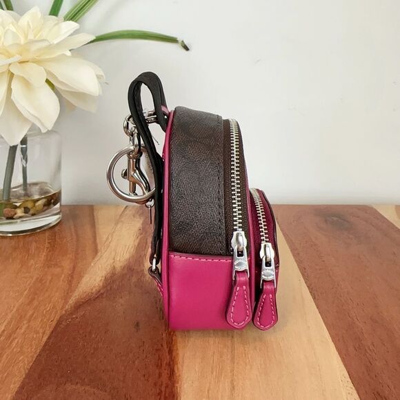 NWT Coach Mini Court Backpack Bag Charm In Signature Canvas - Picture 3 of 5